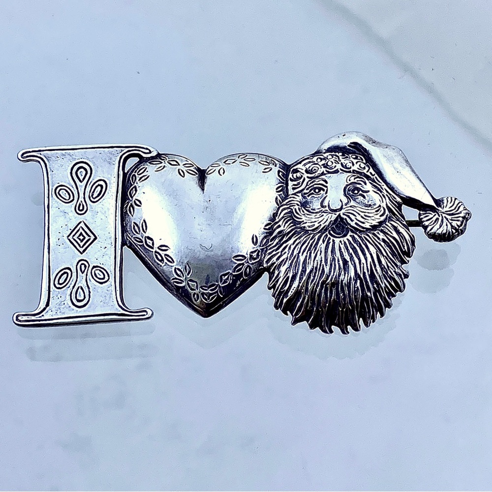 HAND & HAMMER Sterling I Heart Santa Brooch/Pin